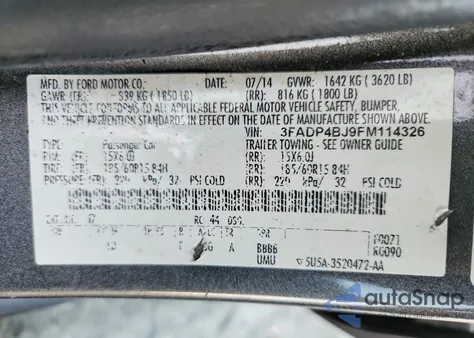 2015 Ford Fiesta Se z USA, uszkodzony, nr VIN 3FADP4BJ9FM114326